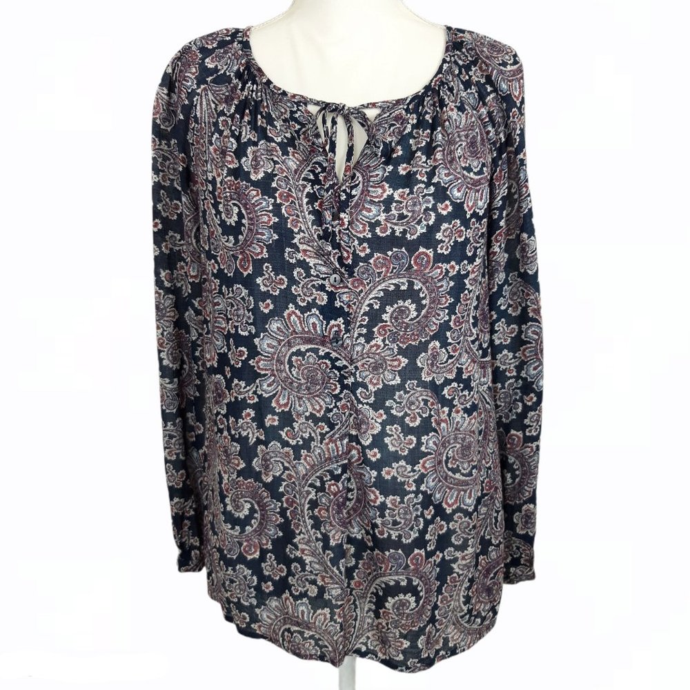 Lucky Brand Blue Paisley Blouse Size Small - Picture 2 of 7